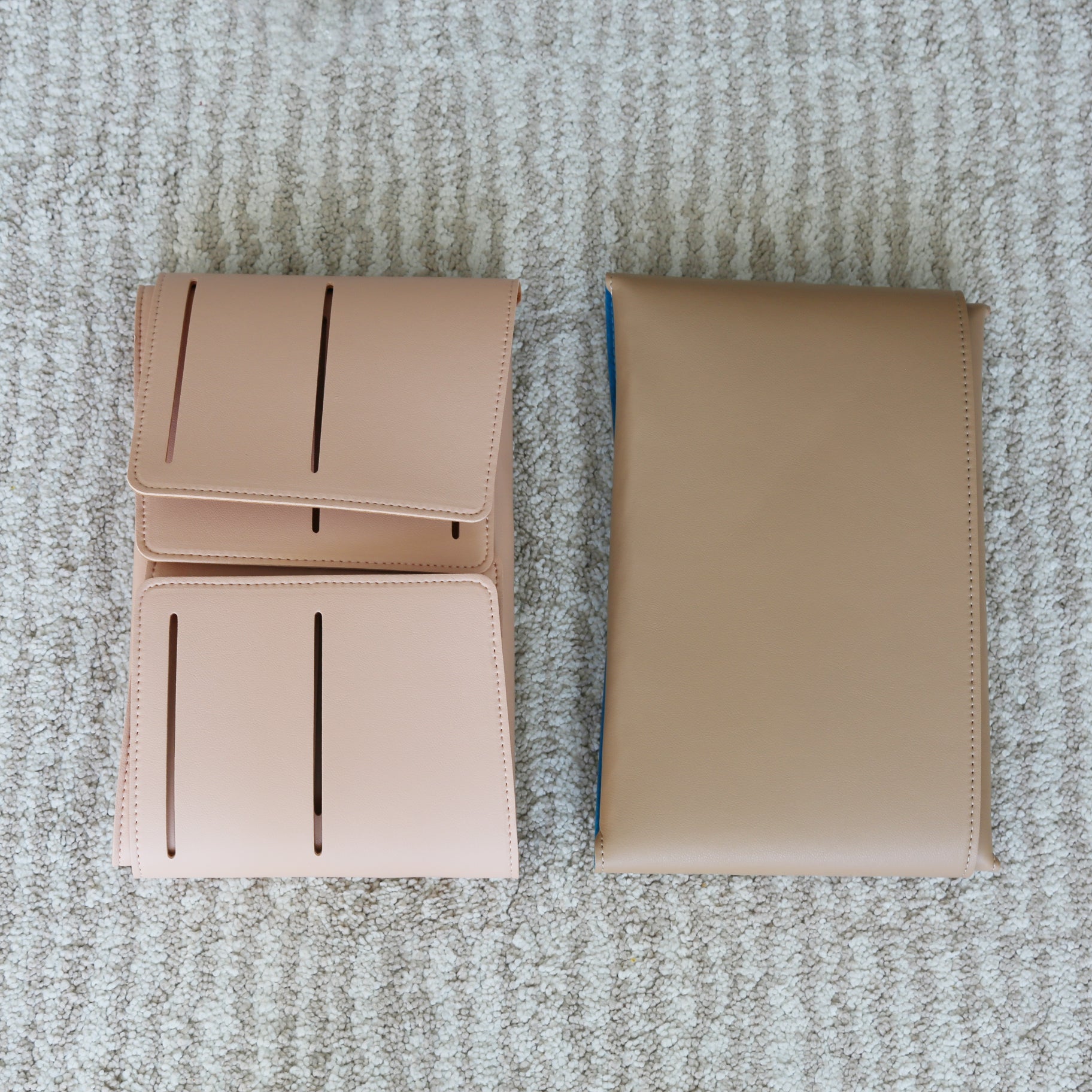 Set of 2 Aqua Tan Foldable Storage Basket