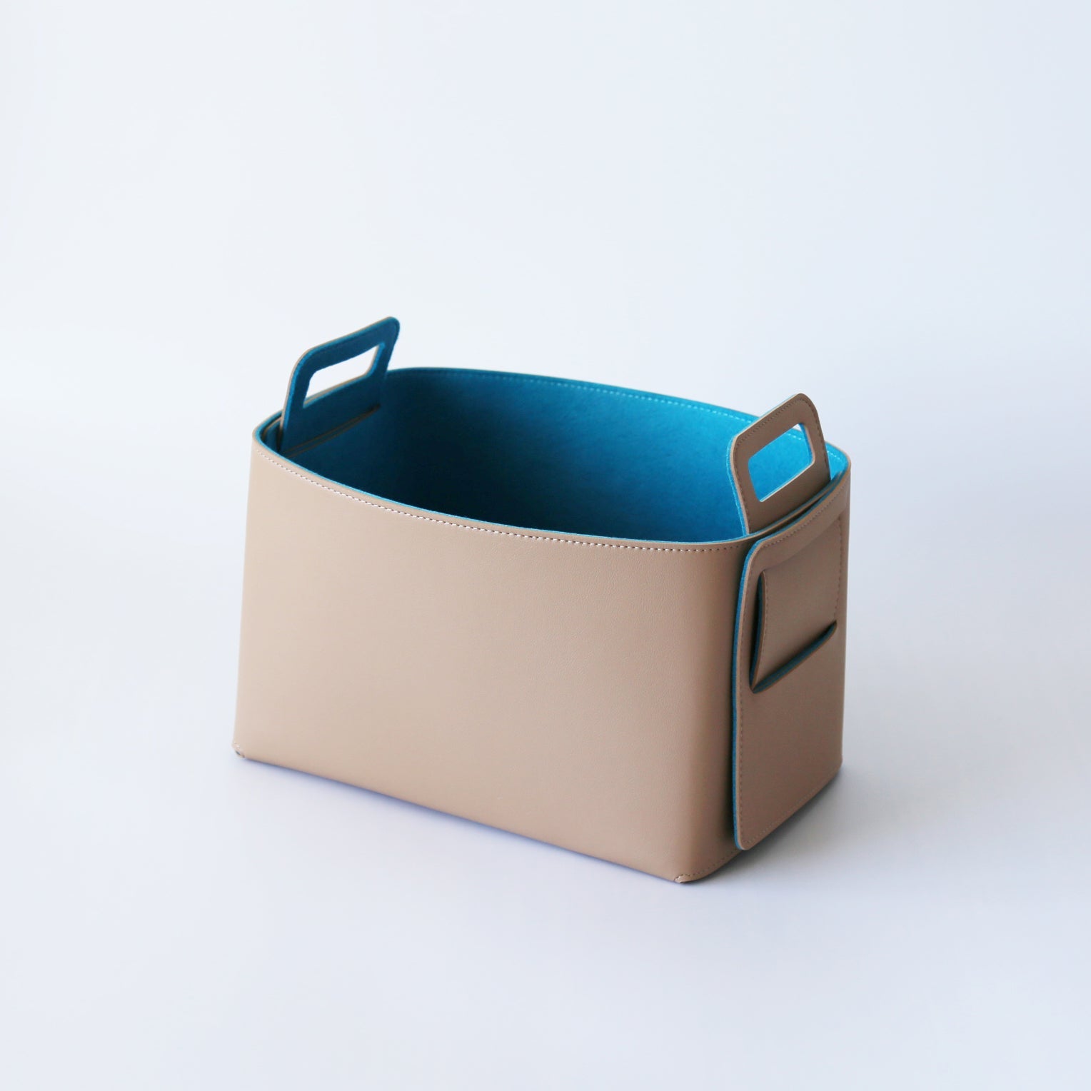 Set of 2 Aqua Tan Foldable Storage Basket