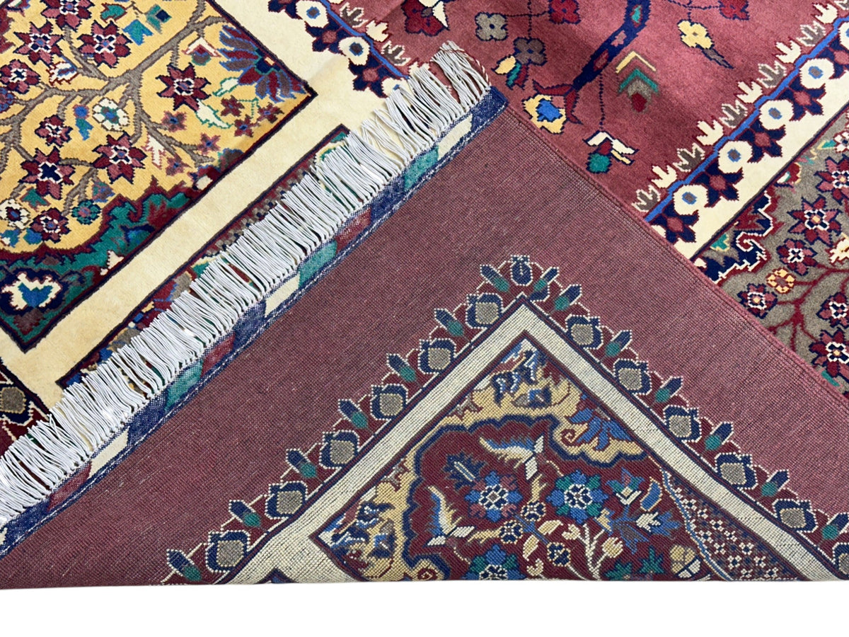 Afghan Rug 7x10 | Burgundy, Ivory & Navy | Hand-Knotted Wool - Rugistan, view 3
