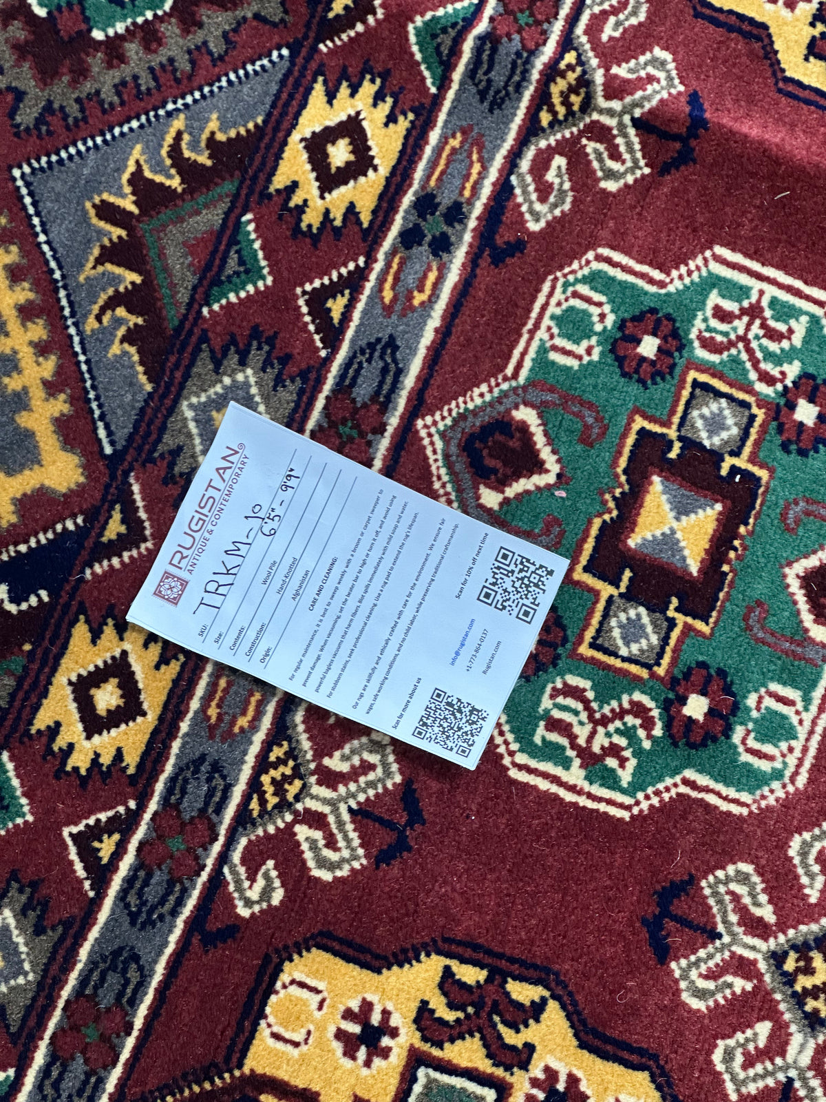 Afghan Turkmen Rug 6x10 | Burgundy, Navy & Gold | Hand-Knotted Wool - Rugistan, view 4