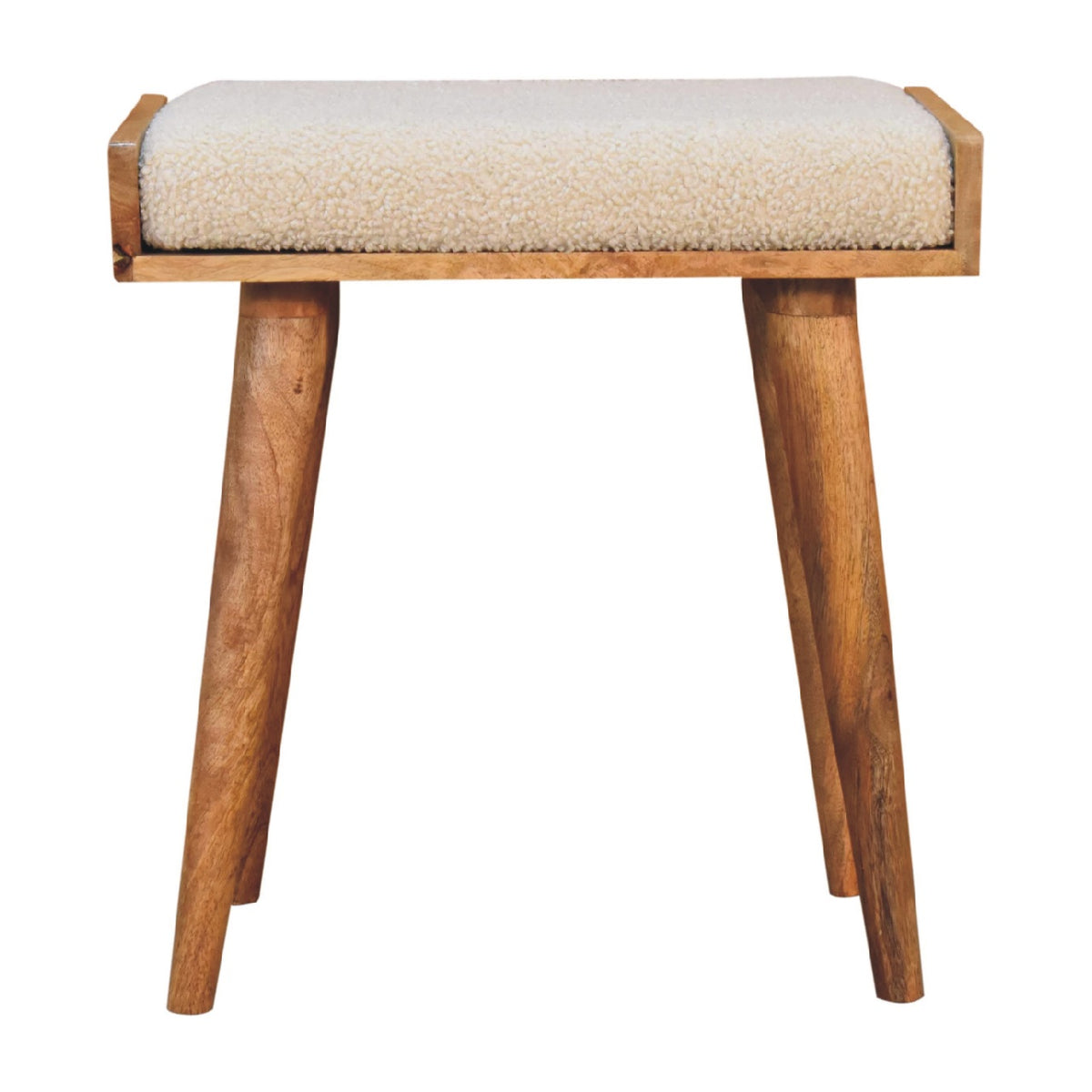 Boucle Cream Tray Style Footstool — handmade mango wood furniture by Artisan Furniture