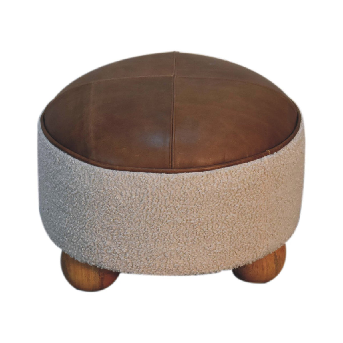 Cream Boucle Buffalo Footstool — Artisan Furniture IN3499, view 1