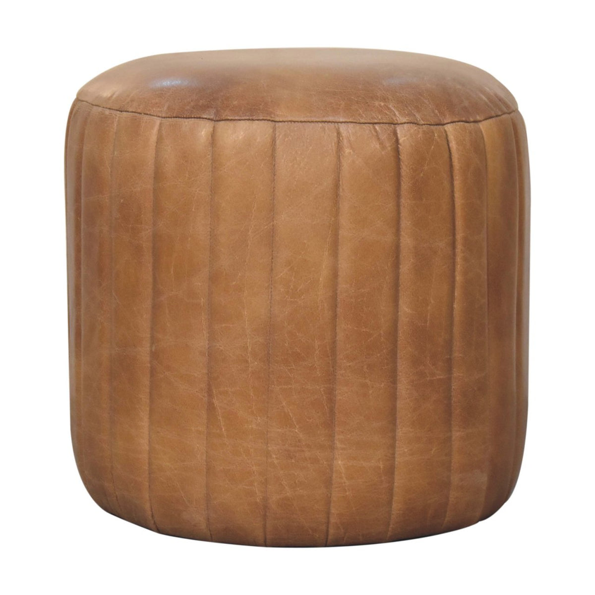Buffalo Leather Boucle Footstool — Artisan Furniture IN3736, view 1
