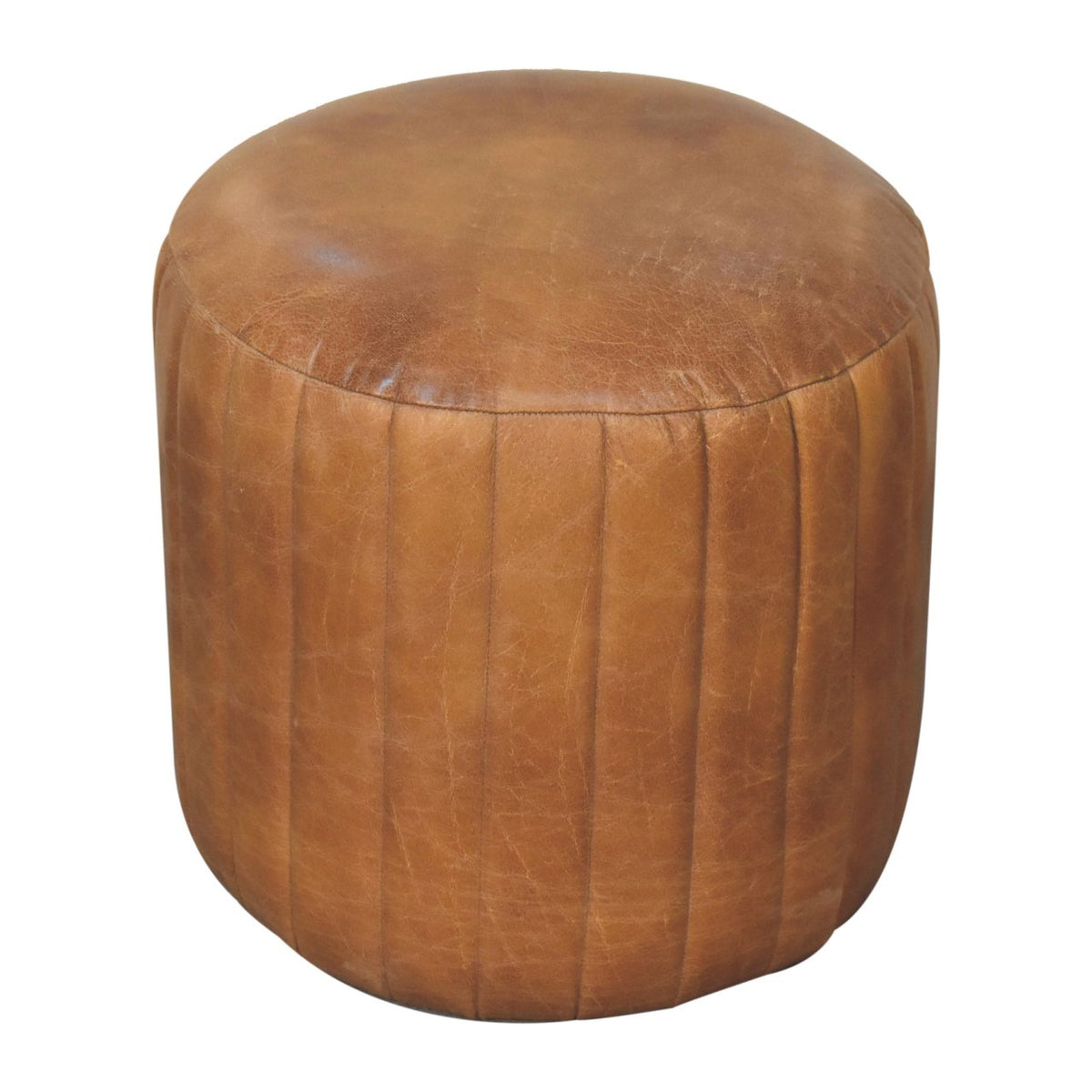 Buffalo Leather Boucle Footstool — Artisan Furniture IN3736, view 2
