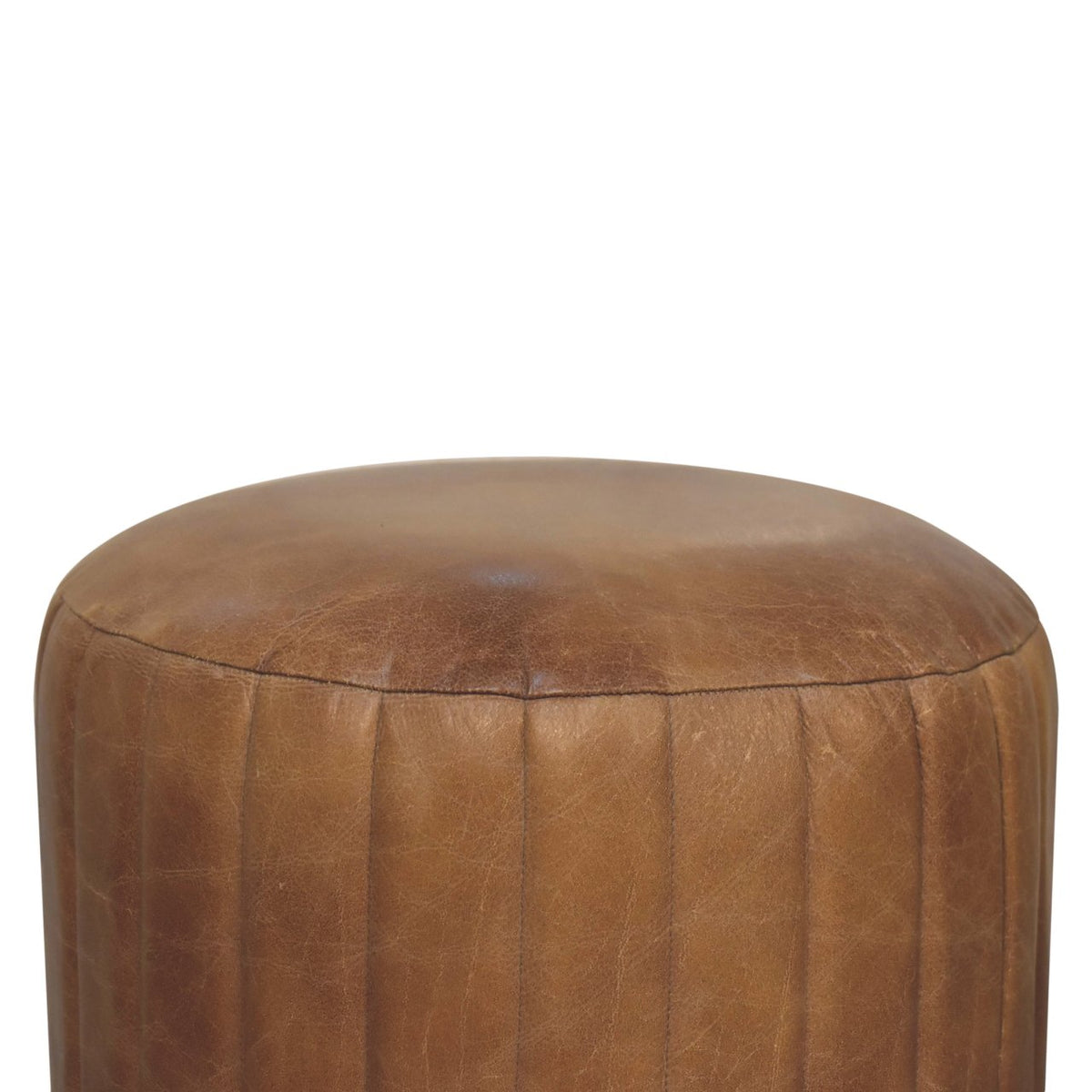 Buffalo Leather Boucle Footstool — Artisan Furniture IN3736, view 3
