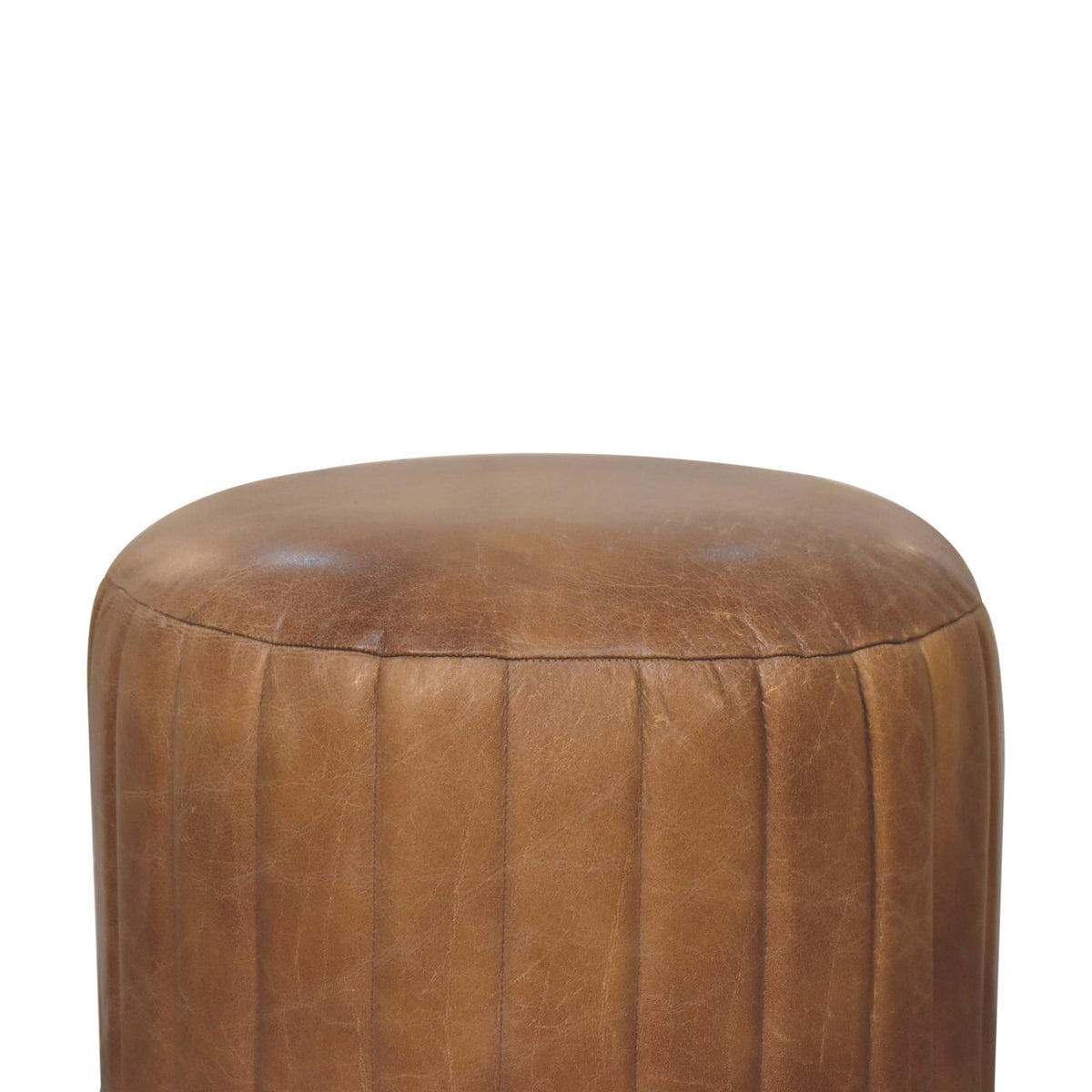 Buffalo Leather Boucle Footstool — Artisan Furniture IN3736, view 5