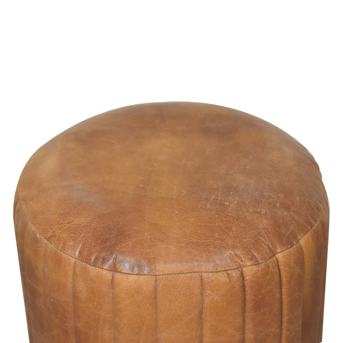 Buffalo Leather Boucle Footstool — Artisan Furniture IN3736, view 6