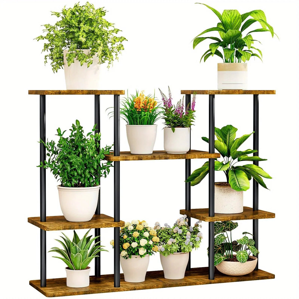 4-Tier Metal Plant Stand Indoor 10 Pot Tiered Flower Holder