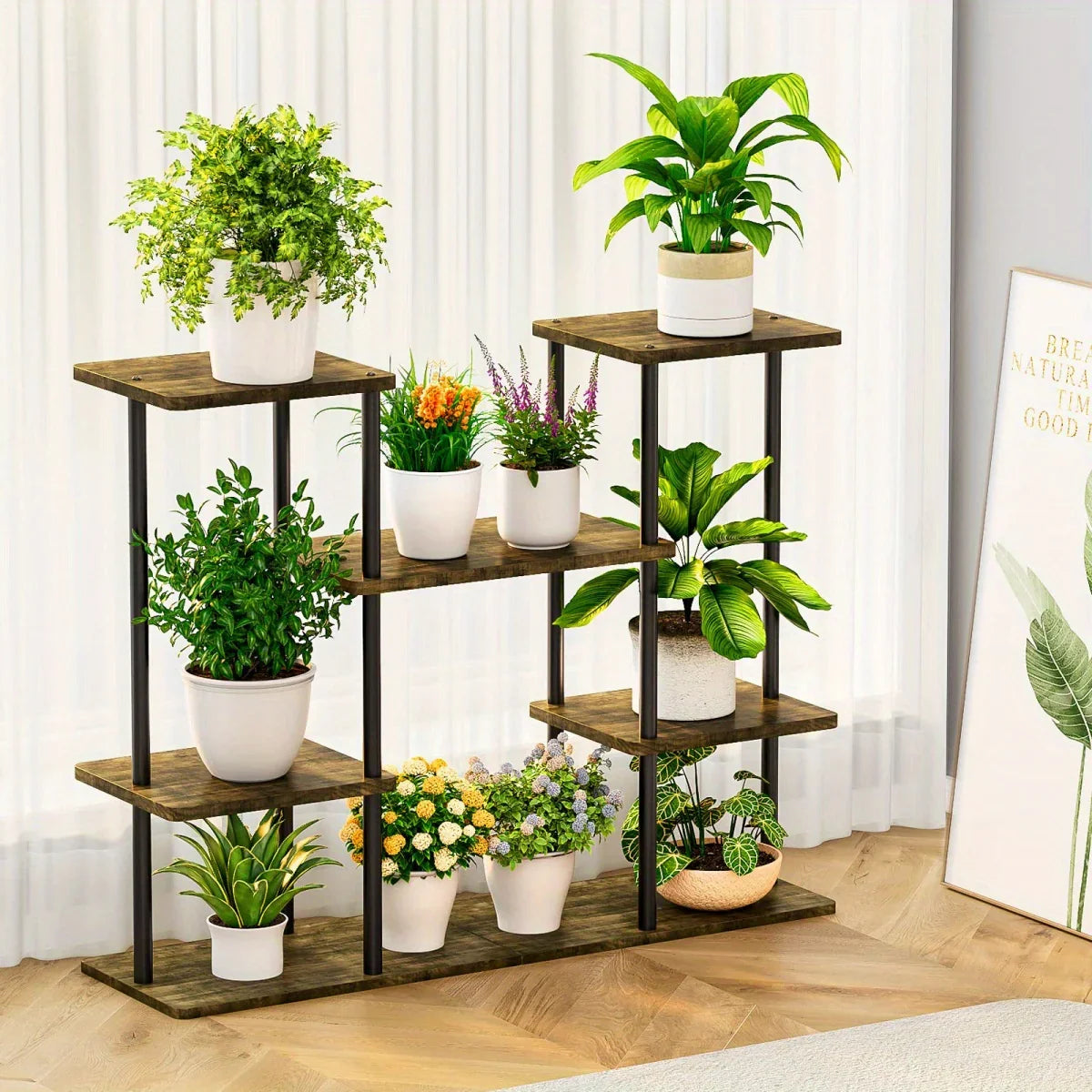 4-Tier Metal Plant Stand Indoor 10 Pot Tiered Flower Holder