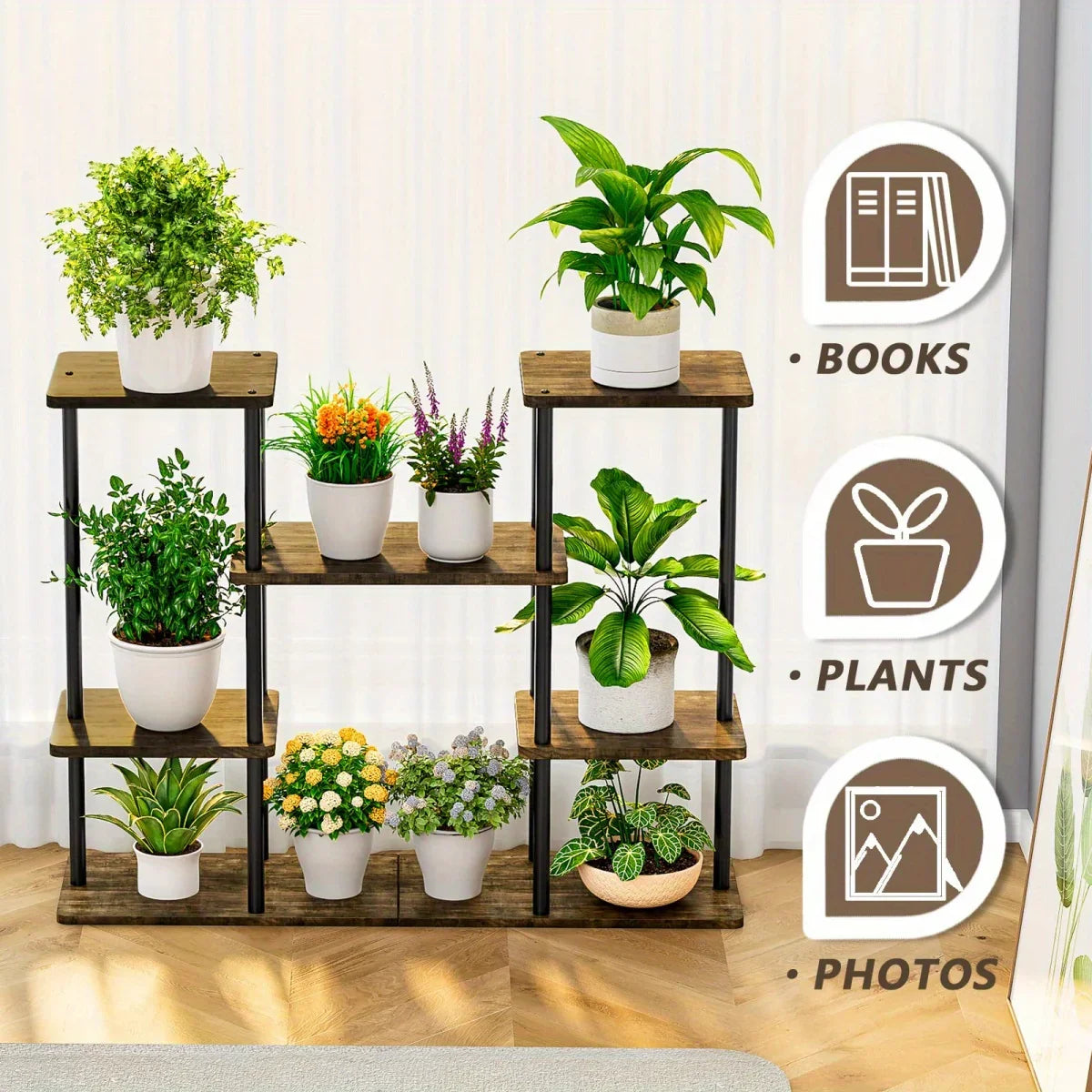 4-Tier Metal Plant Stand Indoor 10 Pot Tiered Flower Holder