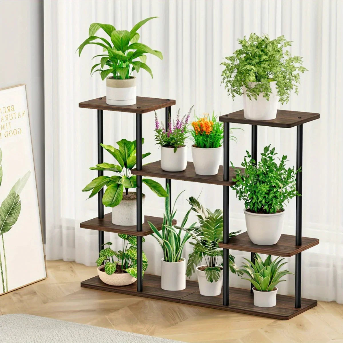4-Tier Metal Plant Stand Indoor 10 Pot Tiered Flower Holder