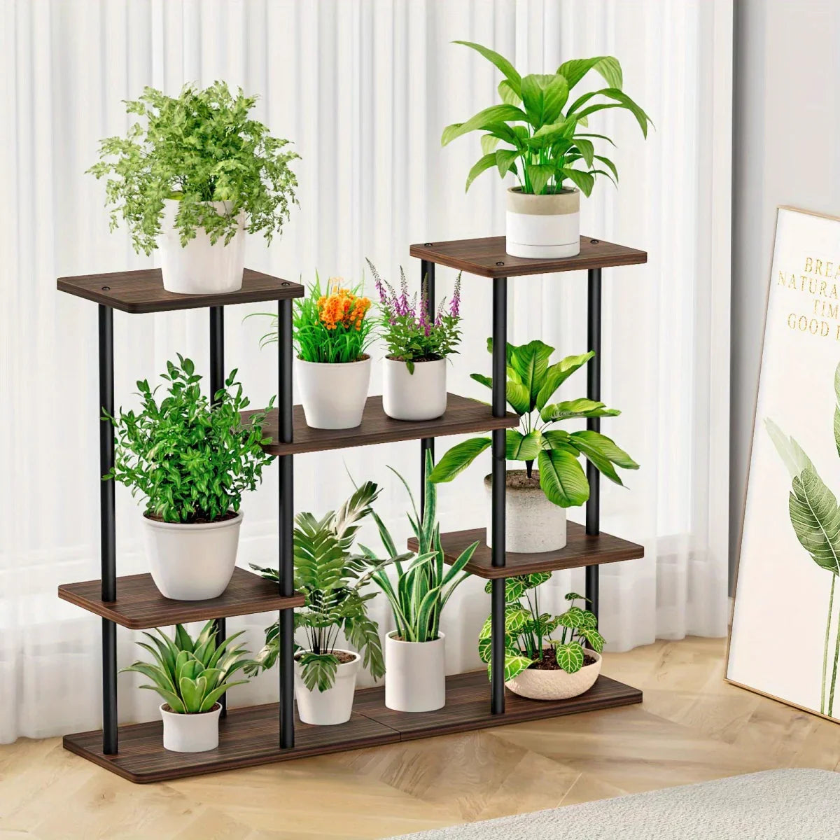 4-Tier Metal Plant Stand Indoor 10 Pot Tiered Flower Holder