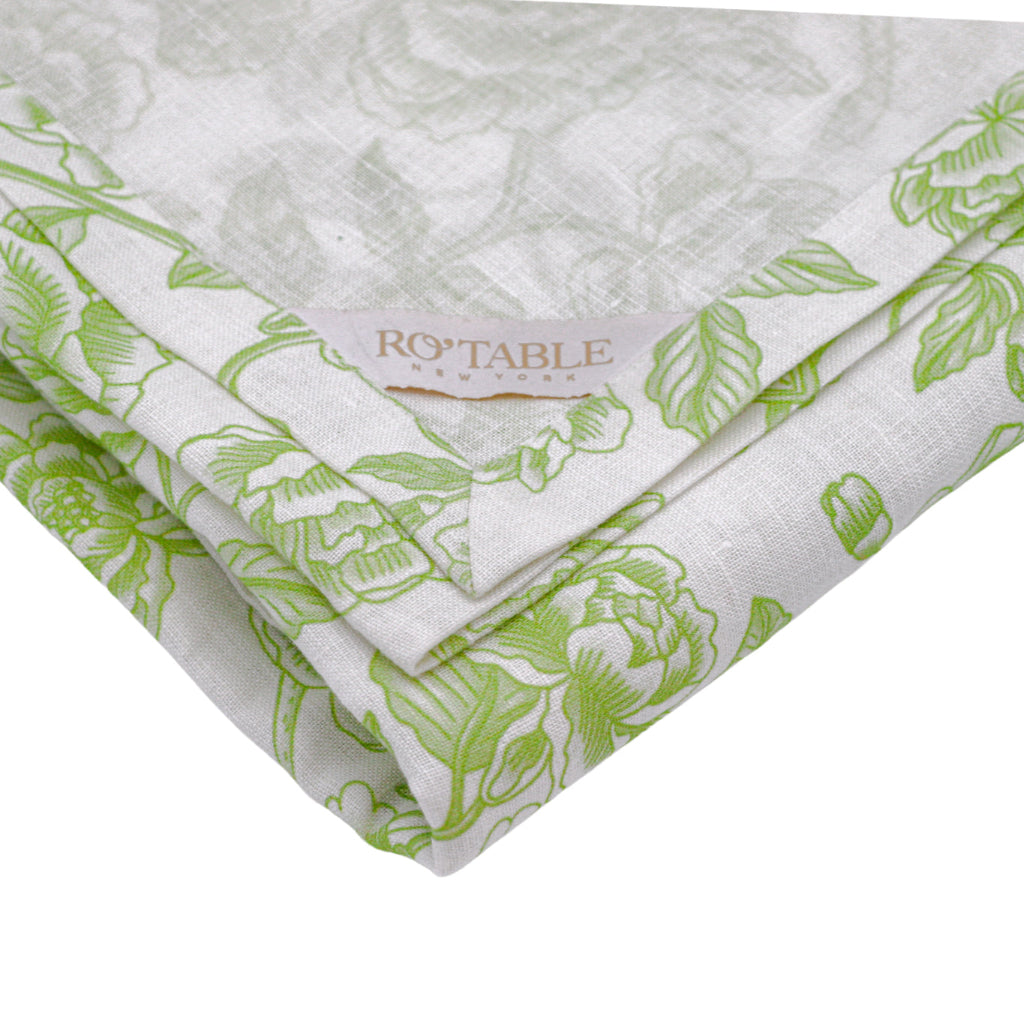 100% Premium Linen - Ivory Flora Parlour Tablecloth