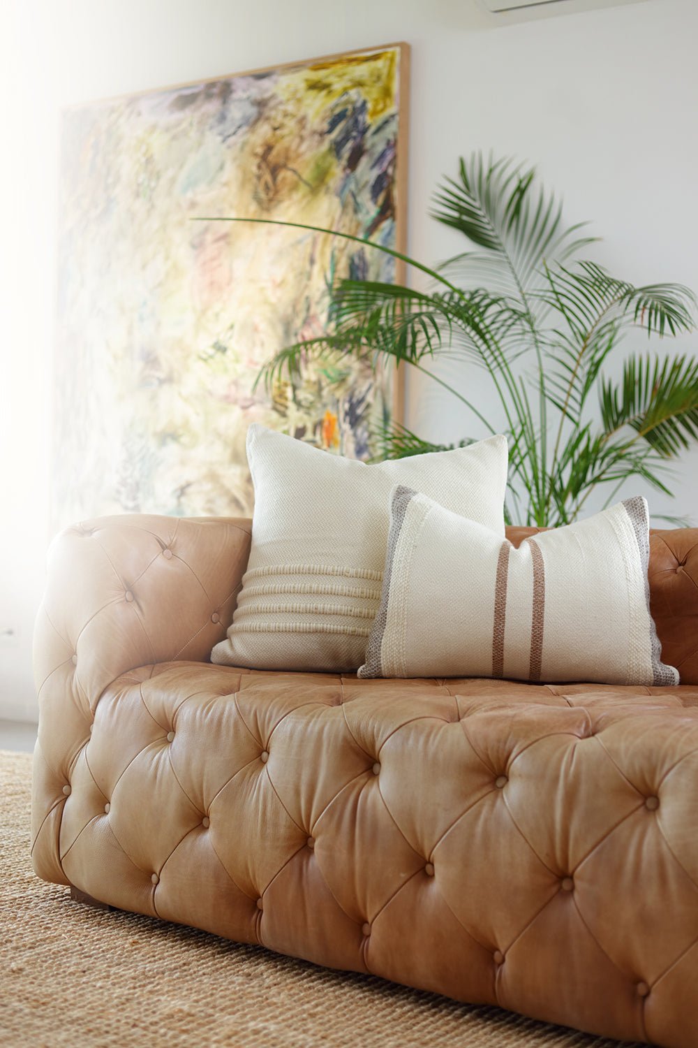 Ivory Handwoven Pillow - Homelosophy, view 6