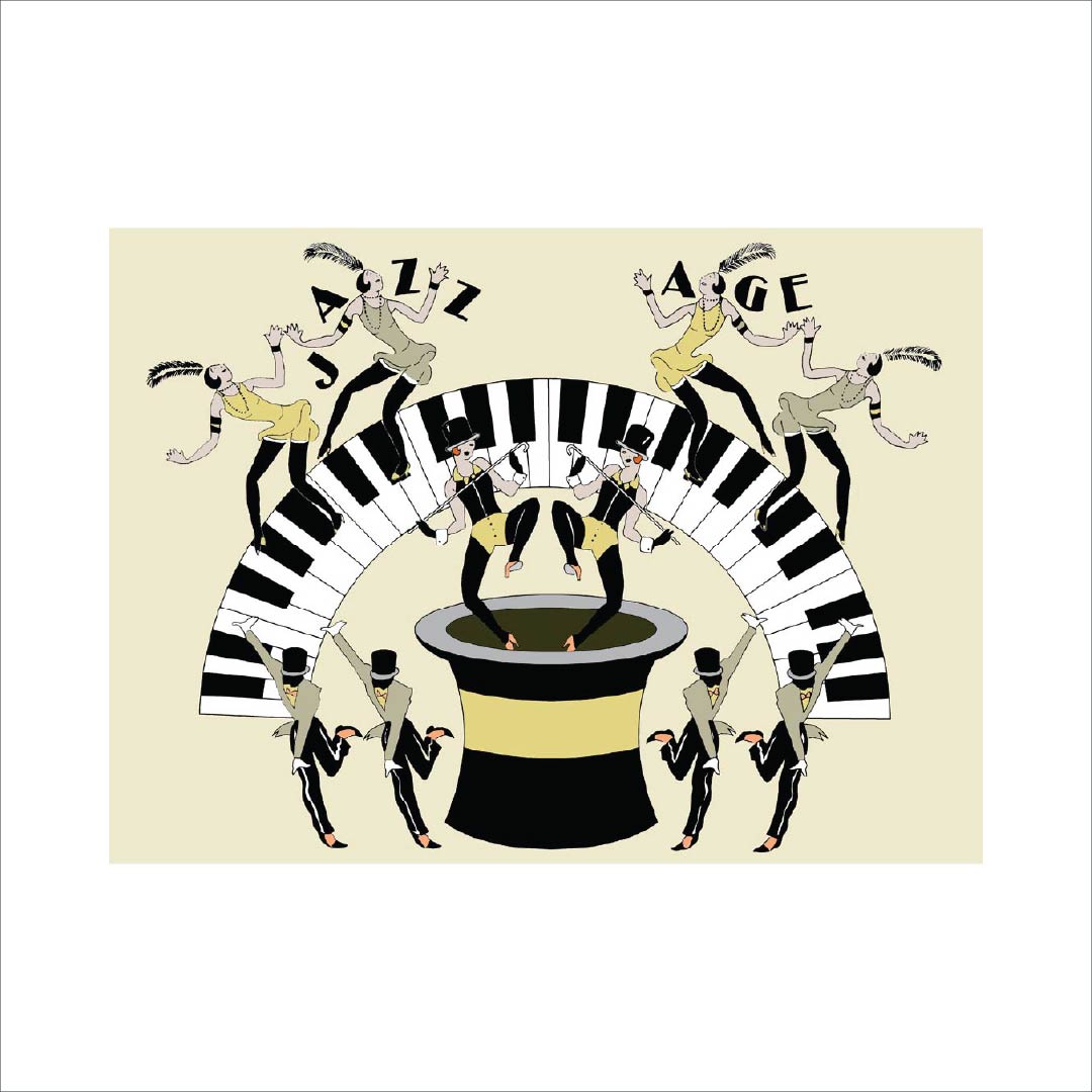 Custom Art Deco Jazz Age Piano Keys Wallpaper