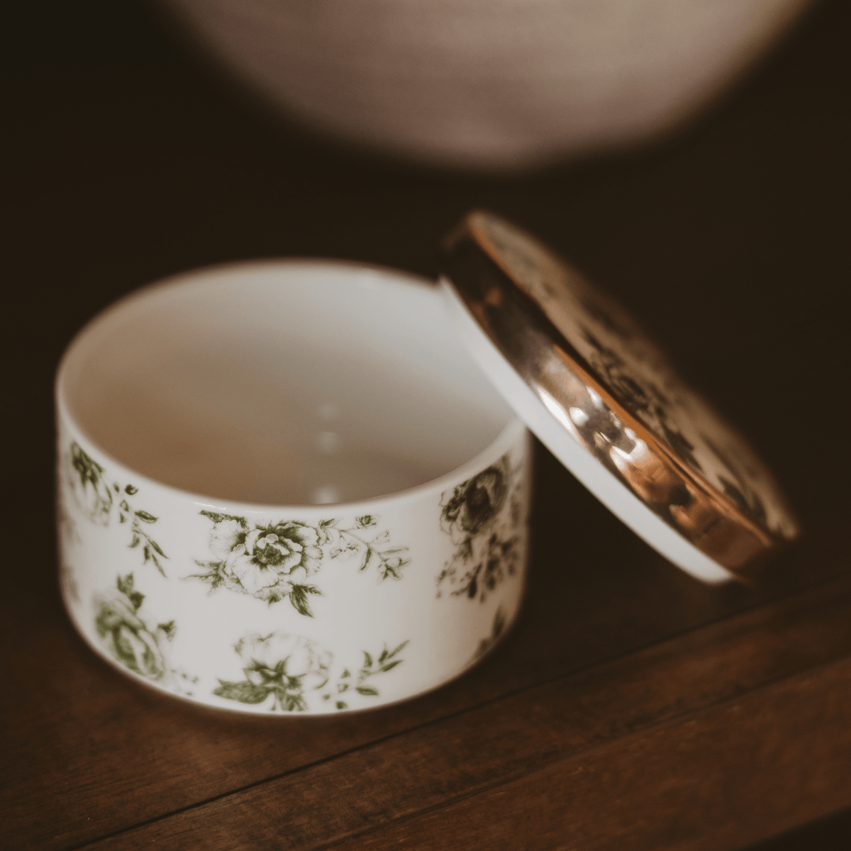 Green Delft Trinket Dish with Lid - Sweet Water Decor, view 4