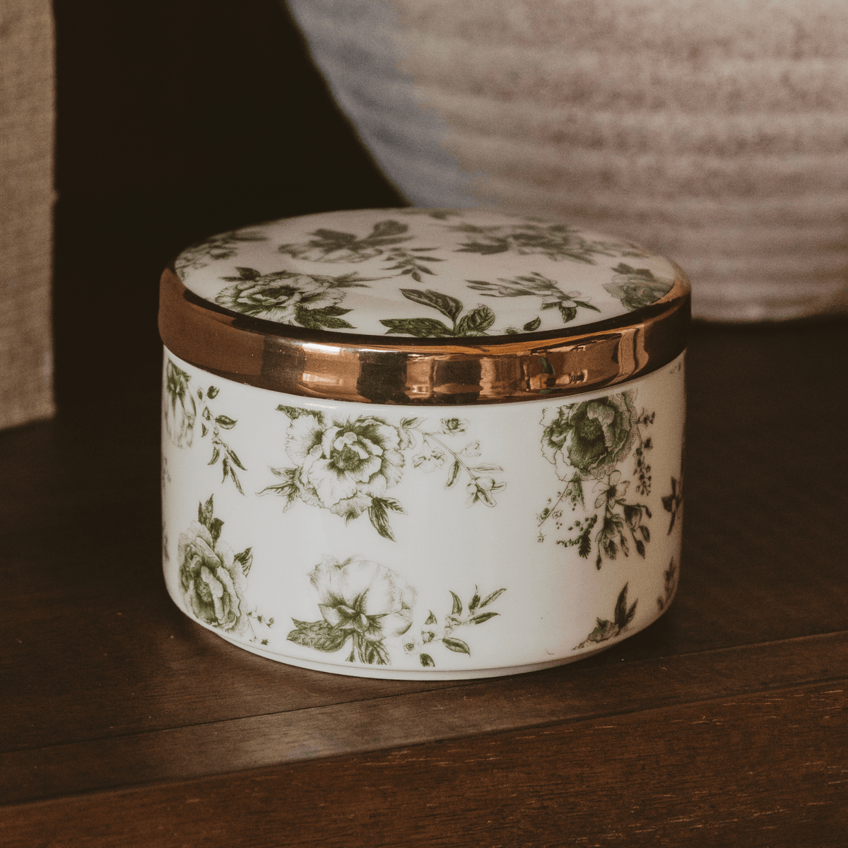 Green Delft Trinket Dish with Lid - Sweet Water Decor, view 2