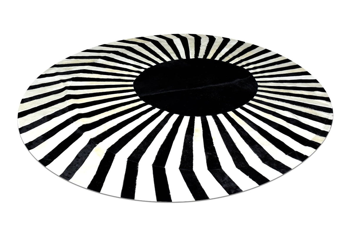 JAPAN SUN – Round Cowhide Rug in Black and White for Trade Professionals - Homelosophy, view 9