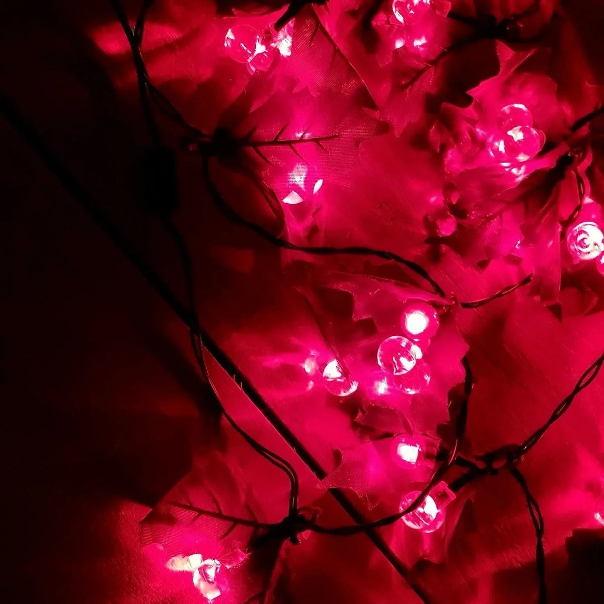 LED Holly Garland 2.8m Mains Powered Xmas Decoration Red Berries