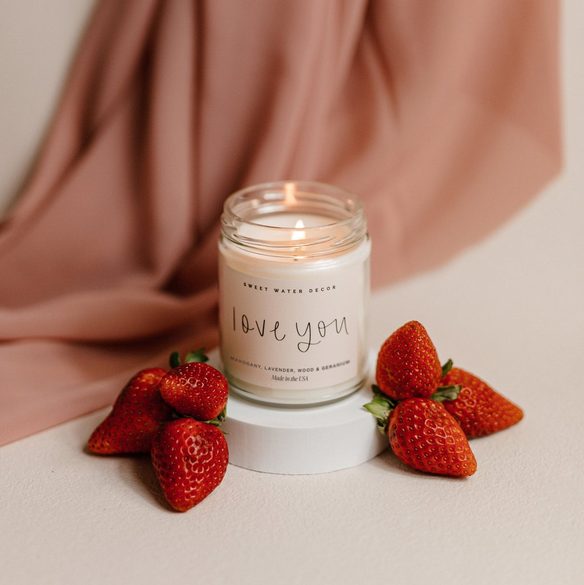 Love You Soy Candle - Clear Jar - 9 oz - Sweet Water Decor, view 3