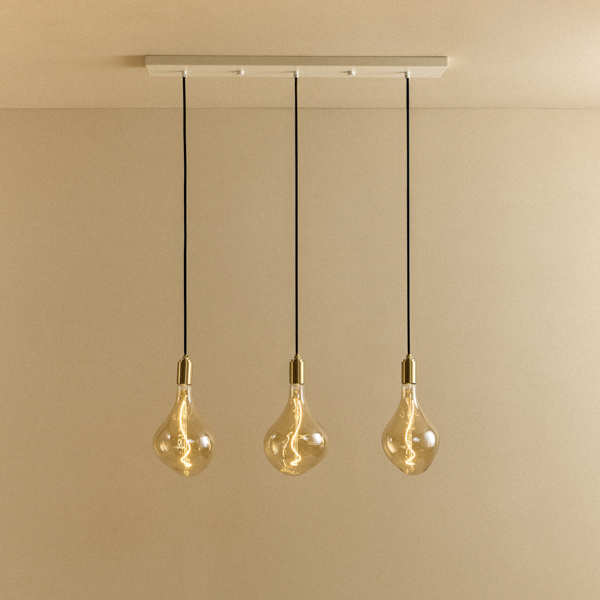 Linear Triple Pendant in Brass + Voronoi II