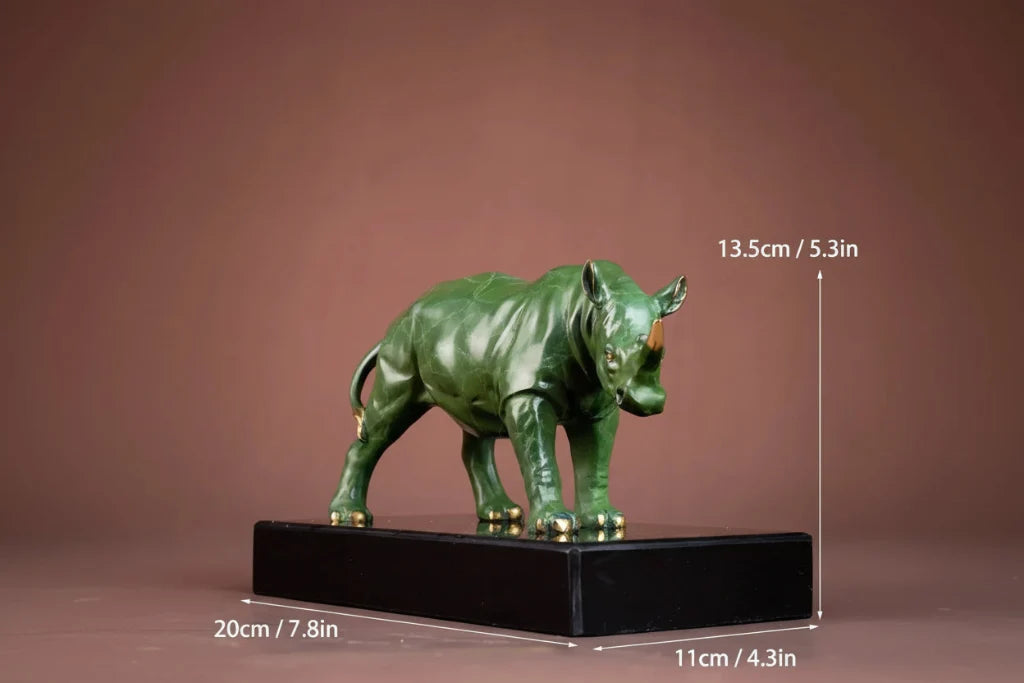 Green & Gold Rhinoceros Statue