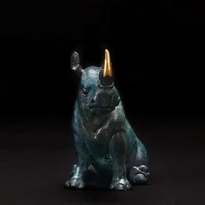 Luxury Sitting Rhinoceros Statue Decorative Animal Figurine