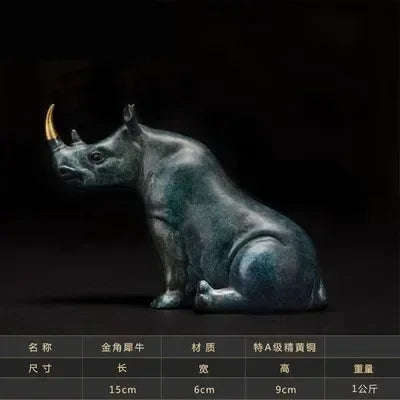 Luxury Sitting Rhinoceros Statue Decorative Animal Figurine