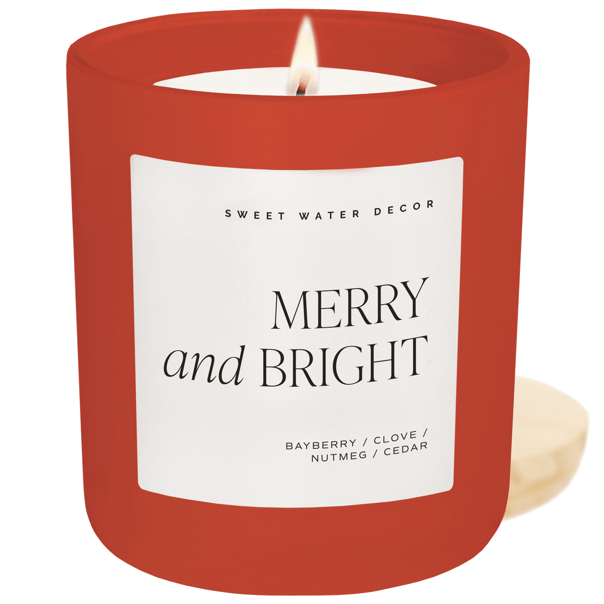 Merry and Bright Soy Candle - Red Matte Jar - 15 oz - Sweet Water Decor