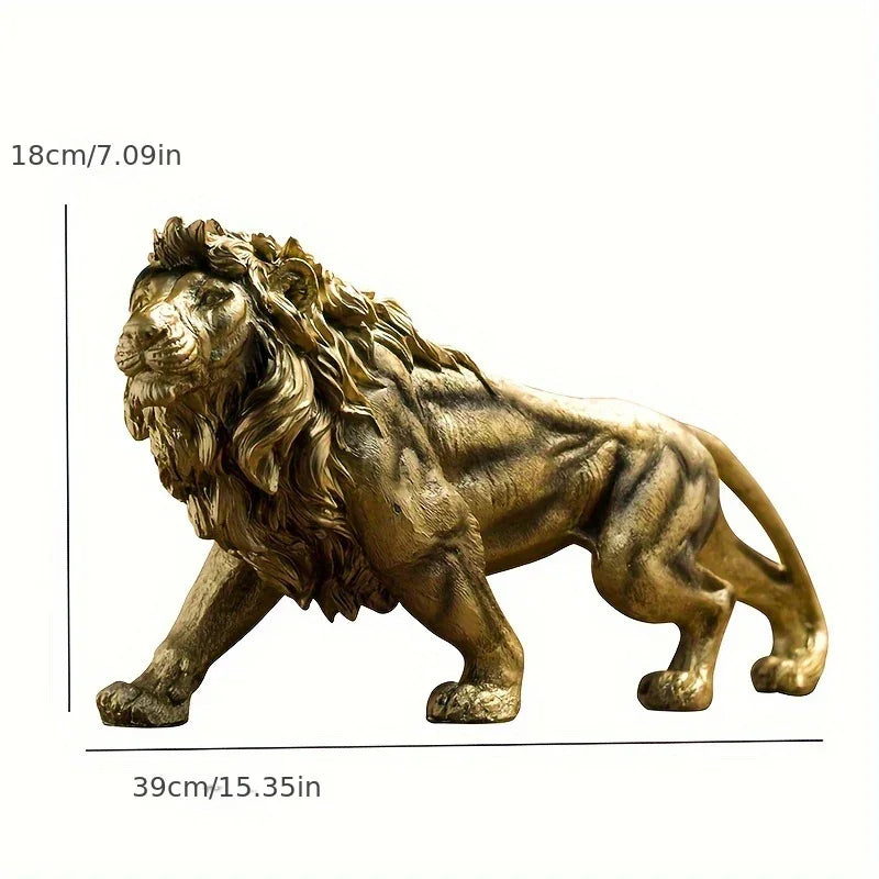 Majestic Walking Lion Sculpture – Antique Bronze Decorative Figurine