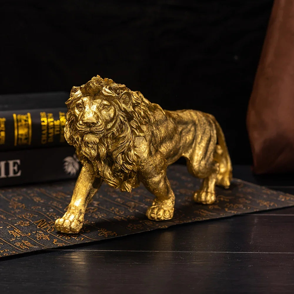 Majestic Walking Lion Sculpture – Antique Bronze Decorative Figurine