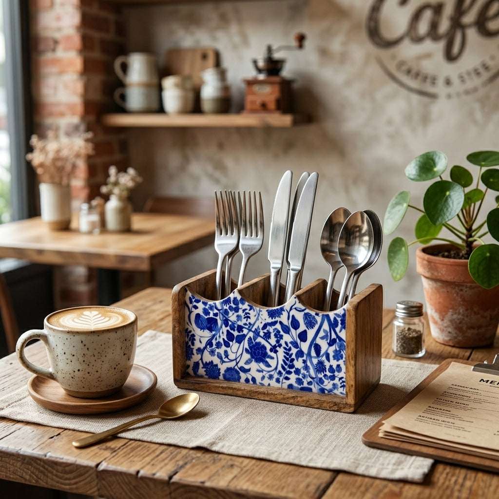 Mango Wood Cutlery Stand — House of Avana, view 1 of 9