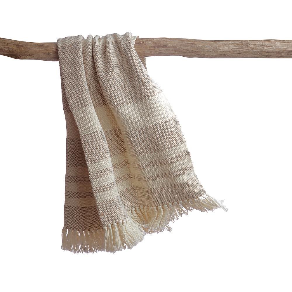 Camel Stripes Wool Blend Blanket - Homelosophy, view 7