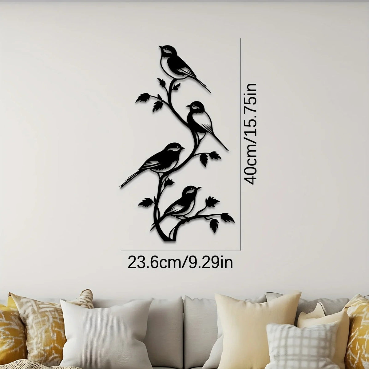 Metal Bird Silhouette Wall Sculpture - Handcrafted Laser-Cut Iron Art, 2D Flat Rustic Decor