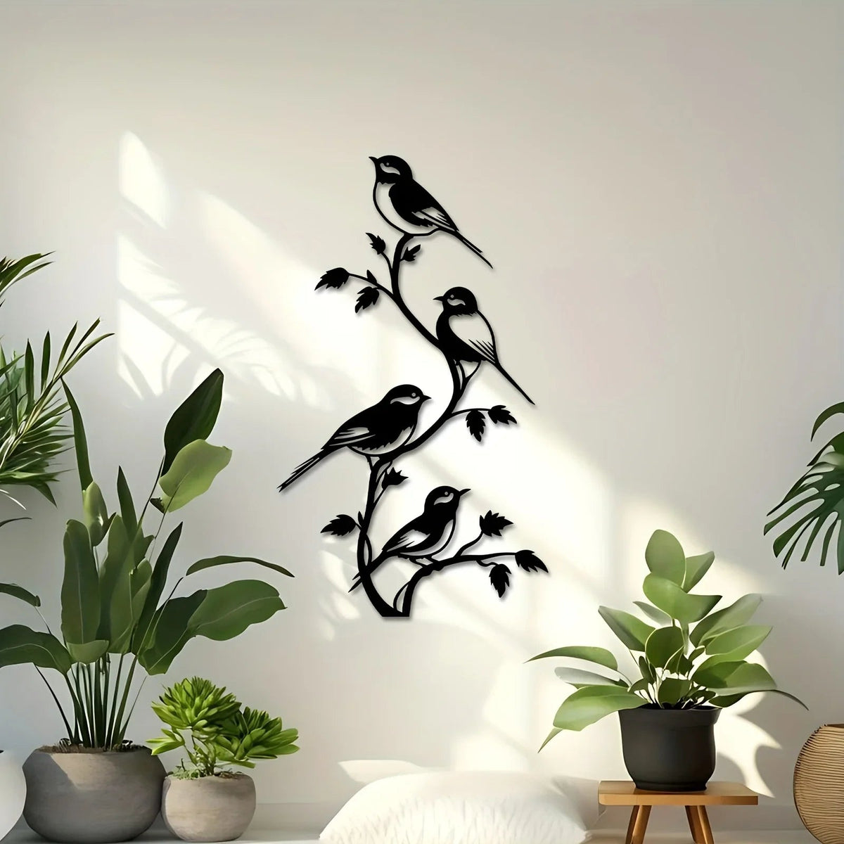 Metal Bird Silhouette Wall Sculpture - Handcrafted Laser-Cut Iron Art, 2D Flat Rustic Decor — House of Avana, view 12 of 12
