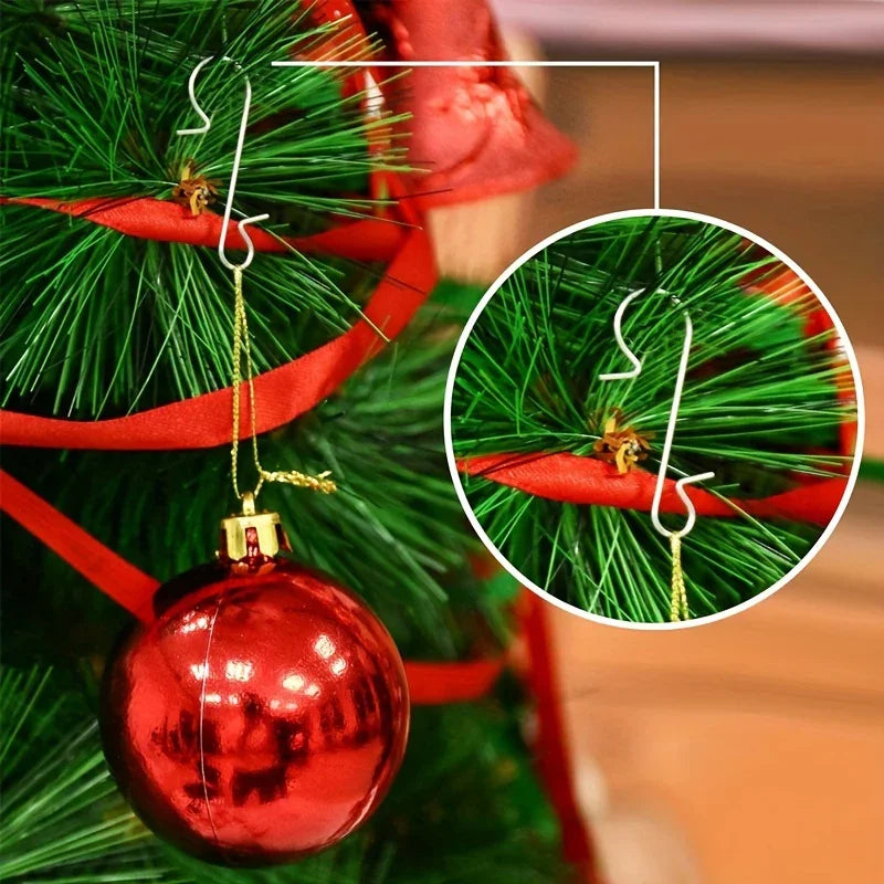 Metal Christmas Ornament Hooks - 60pcs Silvery Golden Red Green Hangers