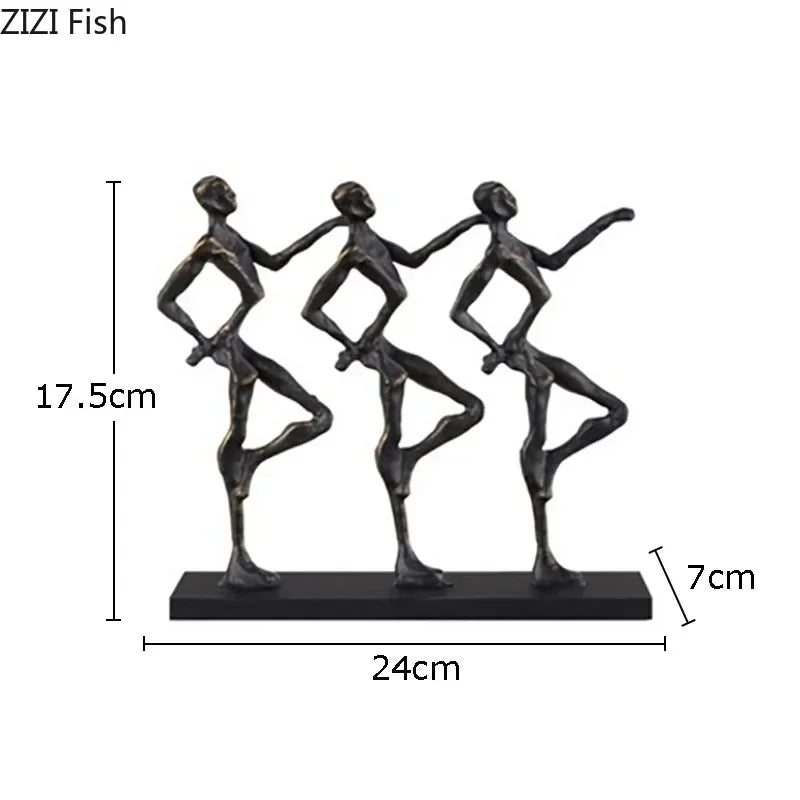 Abstract Dancing Figures Metal Sculpture Tabletop Decor