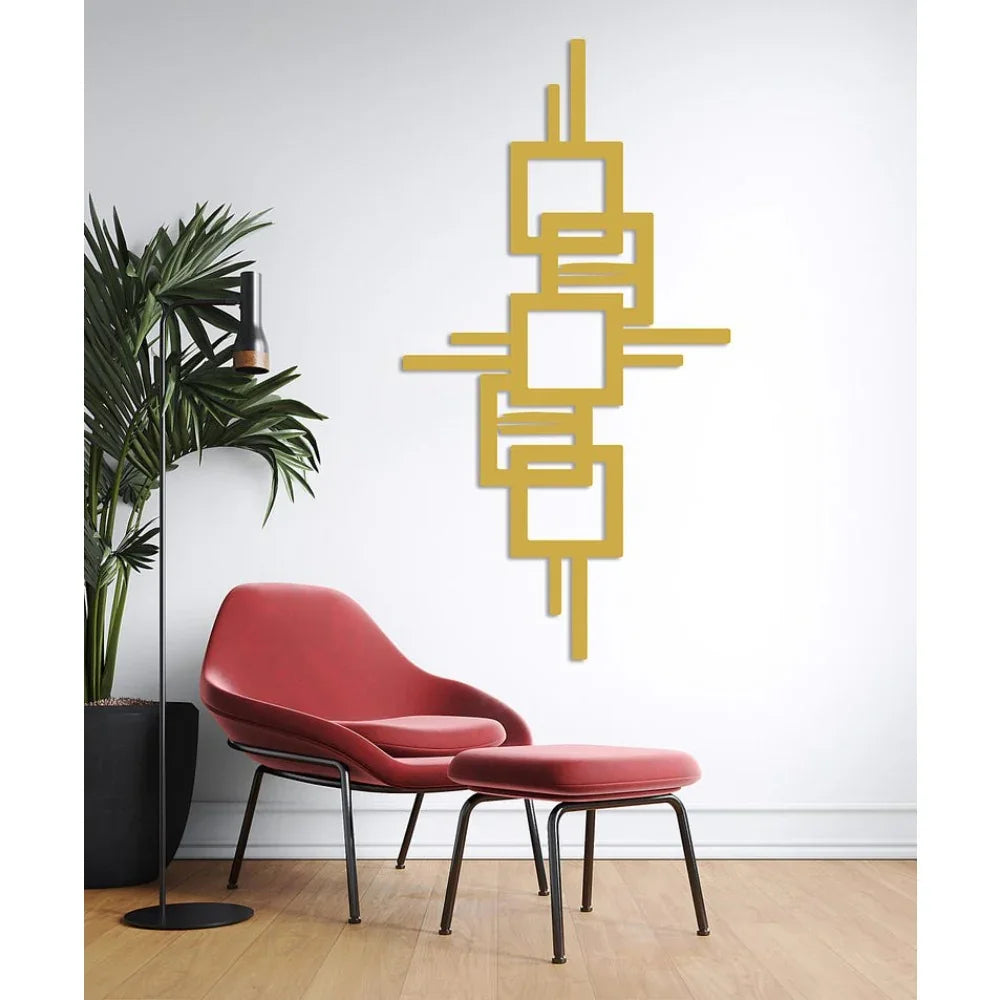 Metal Wall Art Geometric Design with Diagonal Lines Large Modern Statement Piece