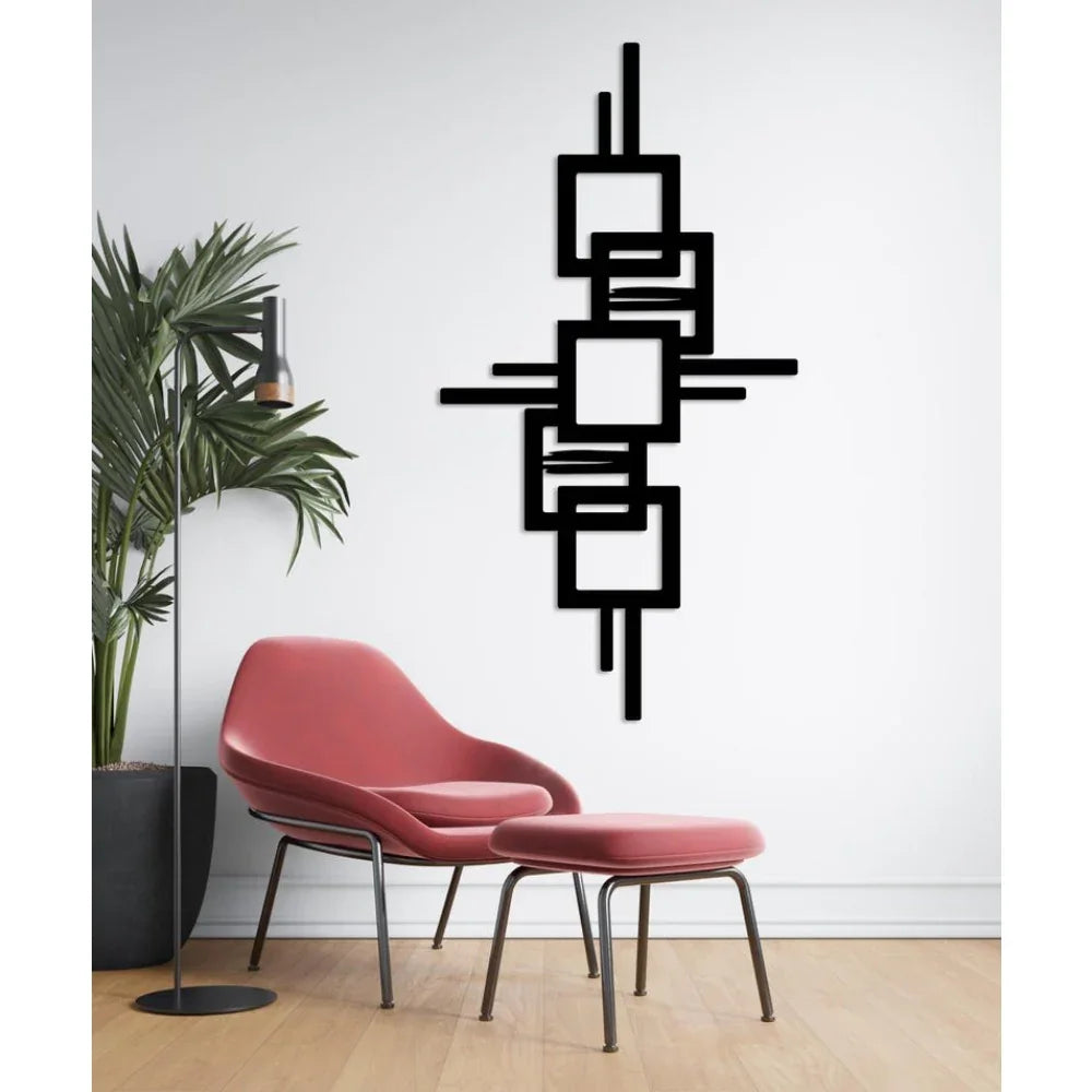 Metal Wall Art Geometric Design with Diagonal Lines Large Modern Statement Piece