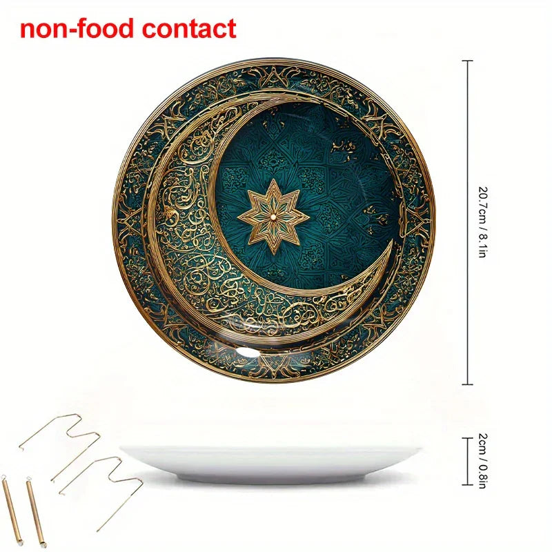 Metal Wall Art - Teal Gold Crescent Design