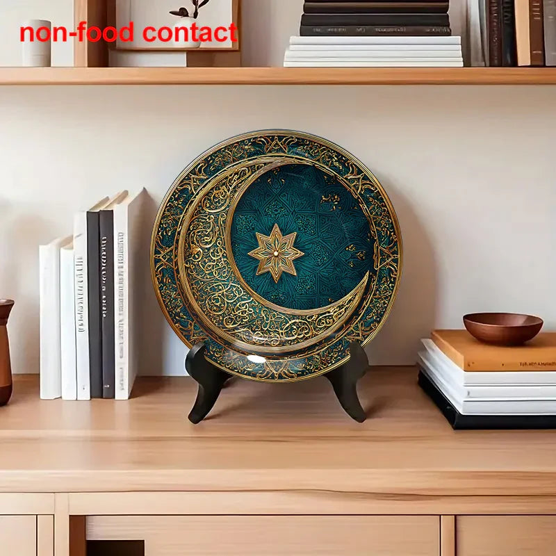 Metal Wall Art - Teal Gold Crescent Design