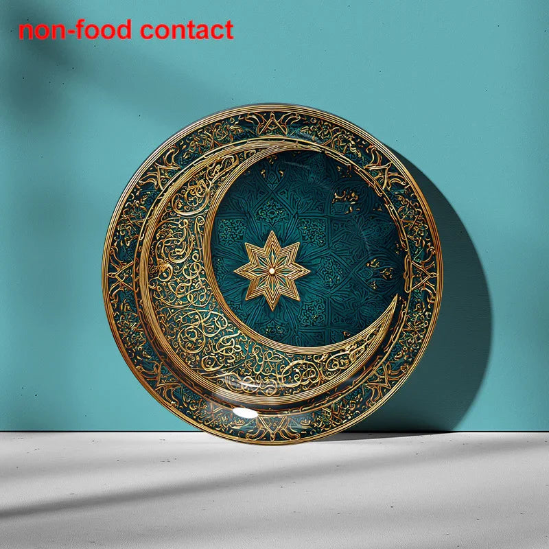 Metal Wall Art - Teal Gold Crescent Design
