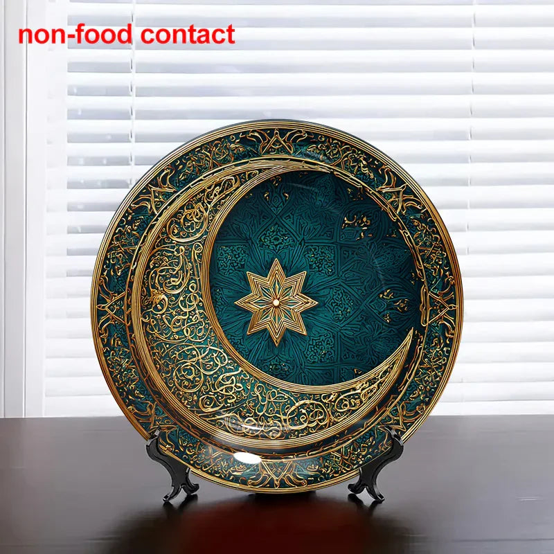 Metal Wall Art - Teal Gold Crescent Design