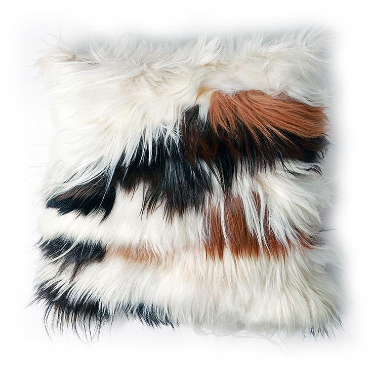 Mixed Natural Goatskin Pillow - Homelosophy, view 4