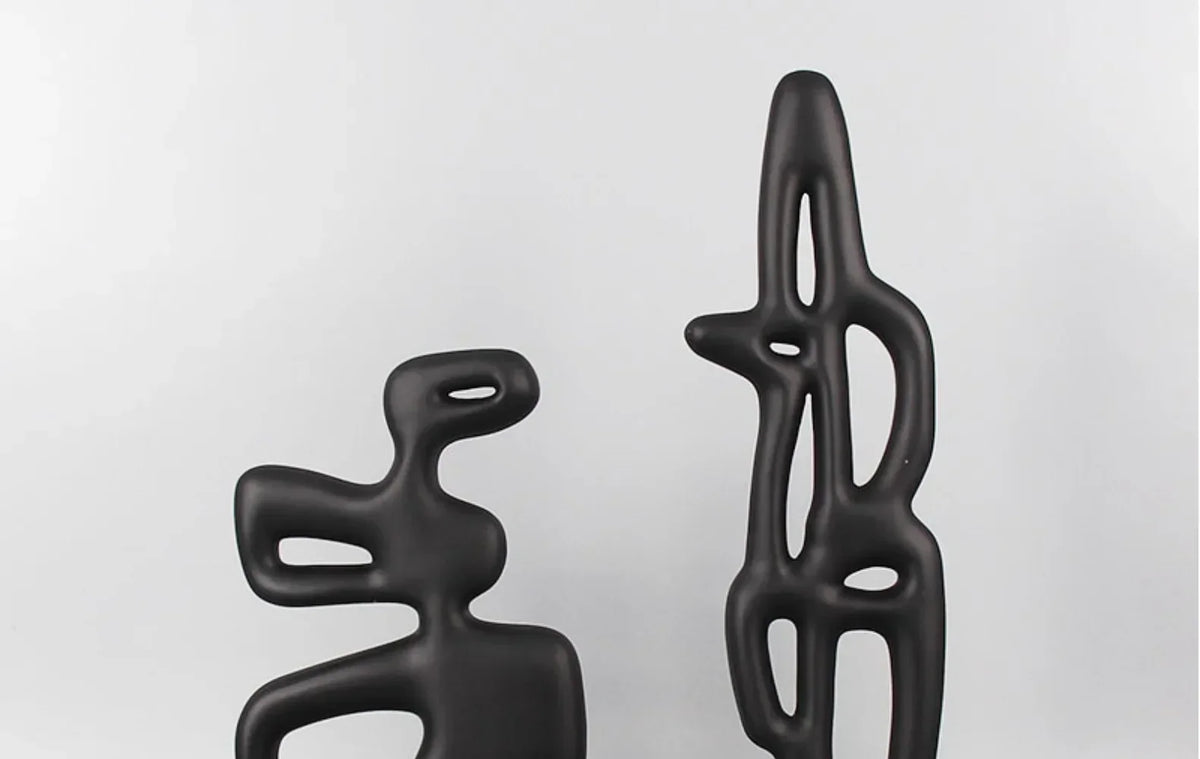 Modern Abstract Black Sculpture Statue for Contemporary Home Decor