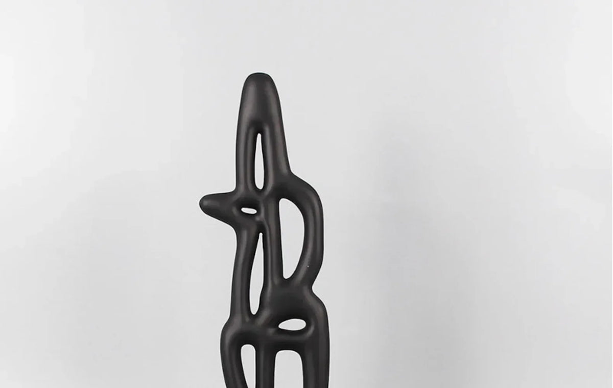 Modern Abstract Black Sculpture Statue for Contemporary Home Decor
