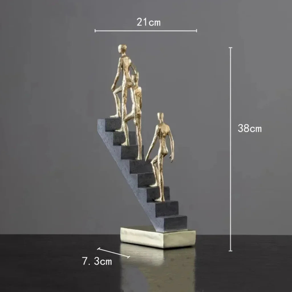 Golden Staircase Climbing Figures Sculpture