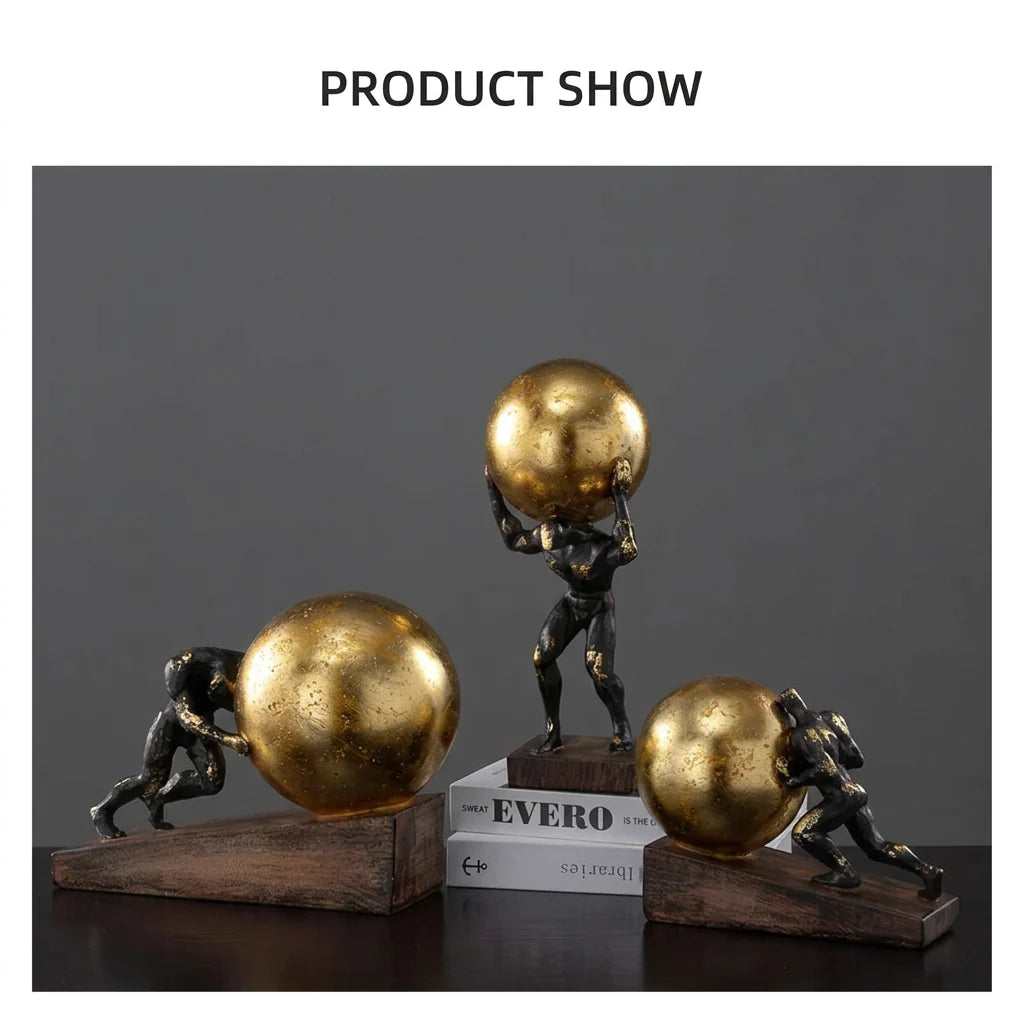 Gymnast Balance Sculpture, Gold Ring & Marble Base