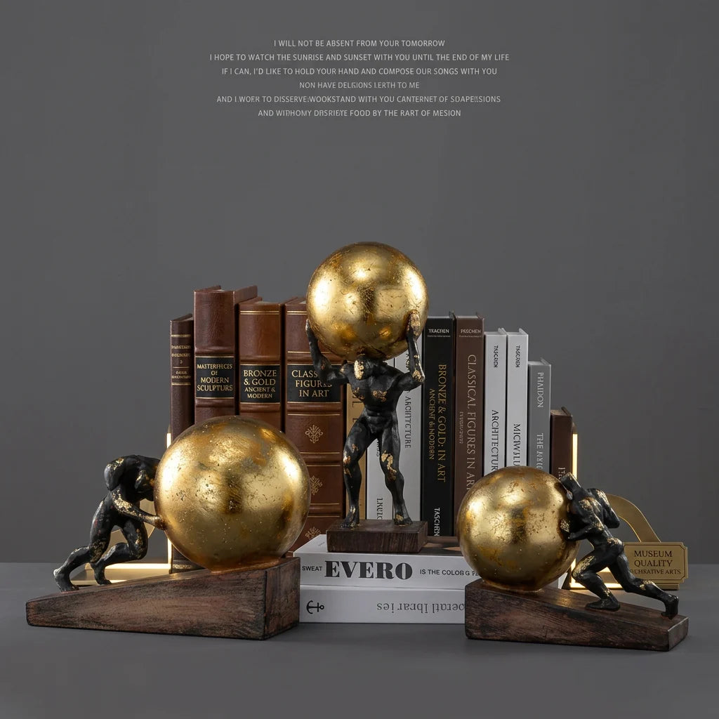 Gymnast Balance Sculpture, Gold Ring & Marble Base