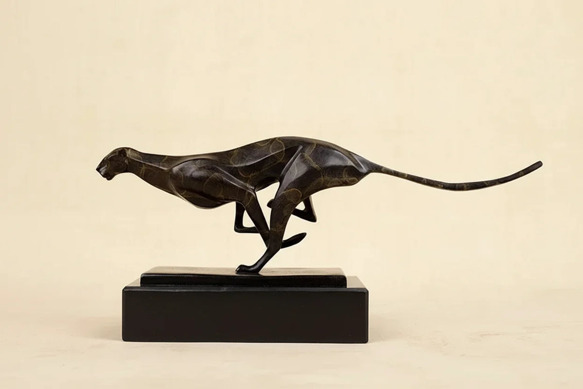 Modern Running Leopard Decorative Sculpture for Living Room Tabletop Decor